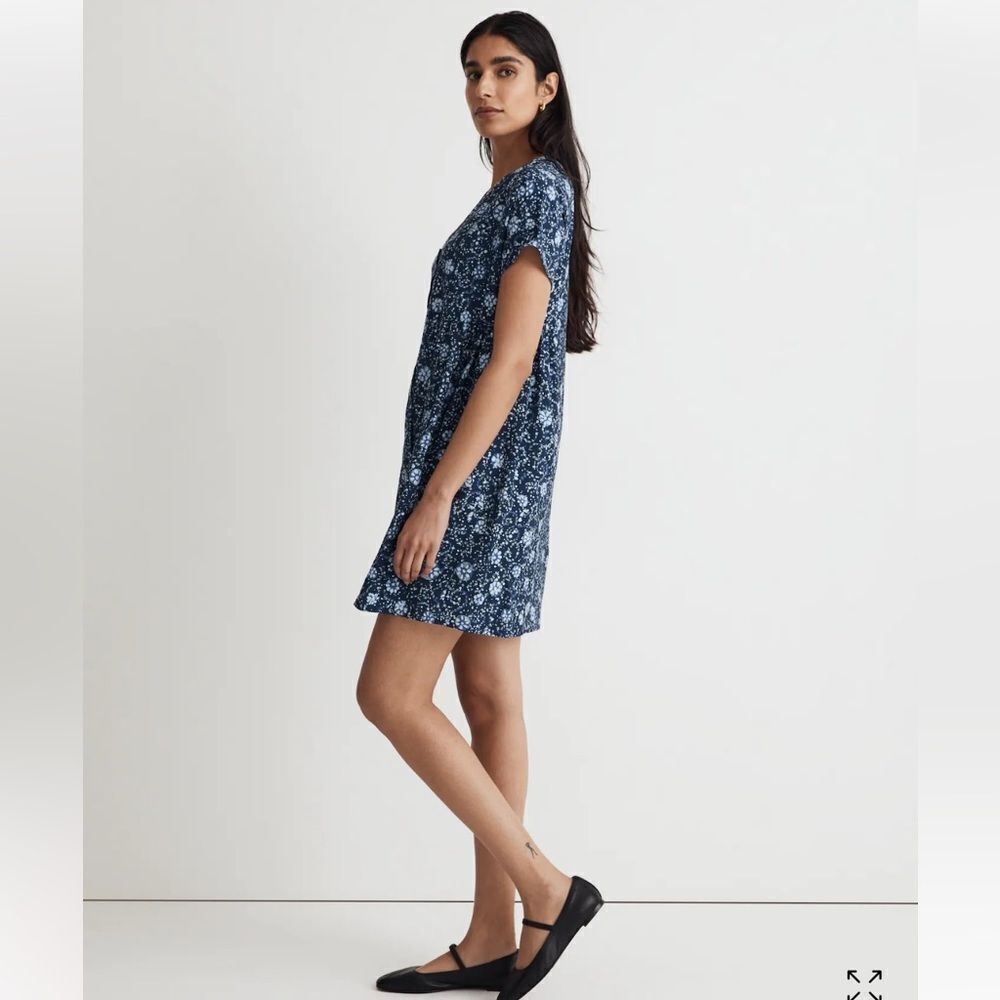 Madewell Button-Front V-Neck Mini Dress Size Small - Picture 2 of 11